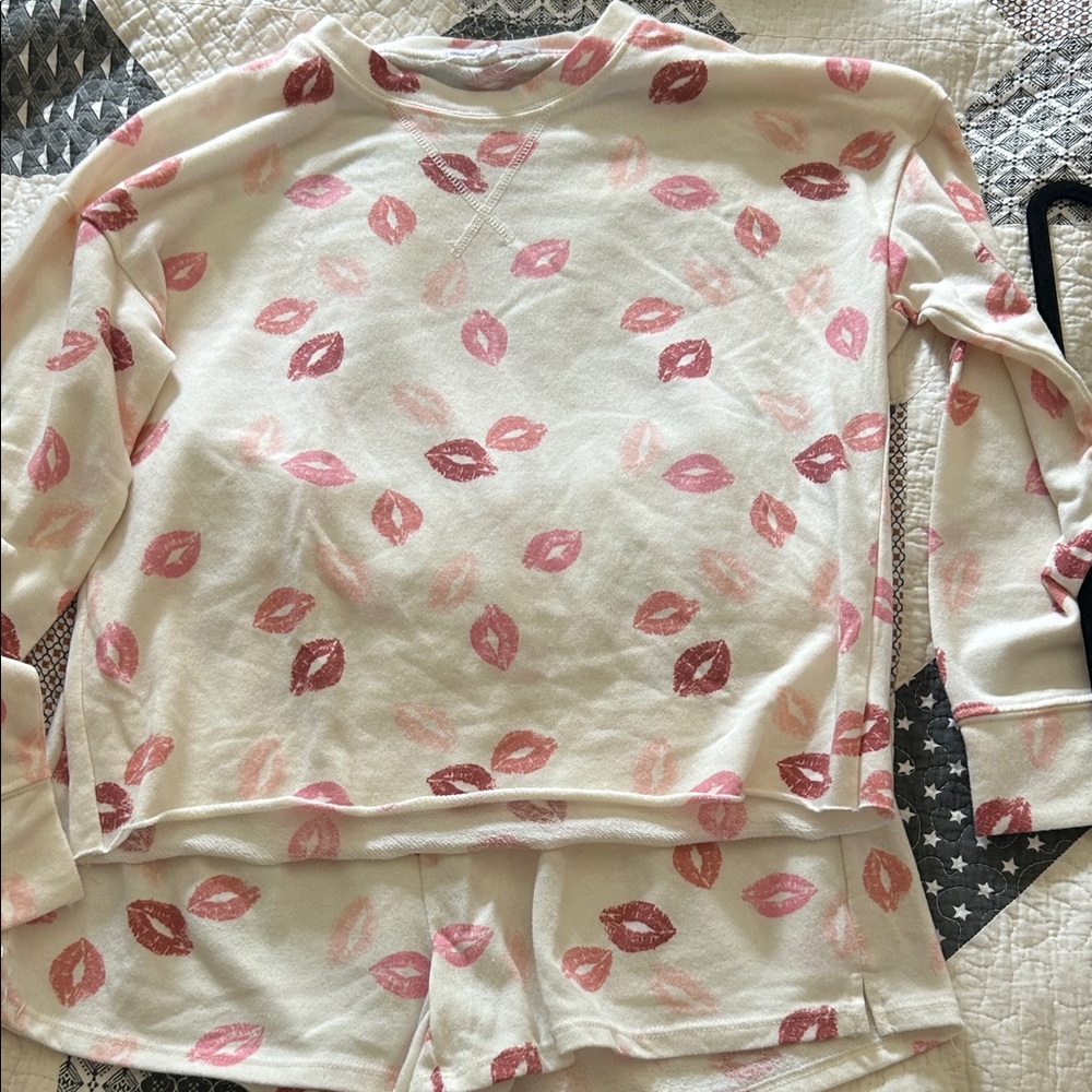 Grayson Threads Kissed Pink Lip Print Pajama Set